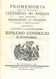  Promemoria per li signori cittadini di Reggio sull'articolo riguardante le esenzioni loro competenti pendente avanti l'illustrissimo Supremo Consiglio d'Economia 