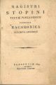Magistri Stopini poetae Ponzanensis Capriccia macaronica cum nova appendice 
