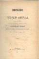  Comunicazione al consiglio comunale sulla necessità di provvedimenti amministrativi a riguardo dell'ospedale mantenuto dalla congregazione di carità. Letta nella seduta 2 Agosto 1872 
