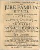  Disputatio inauguralis De Jure Familiaritatis... Pro Licentia  summos in utroque jure honores, privilegia...publicae et solenni disquisitioni submittit... 