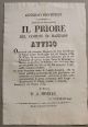  Governo Pontificio. Provincia di Bologna Il priore del Comune di Bazzano. Avviso. Ottenutasi col venerato Dispaccio di Sua Eccellenza il Signor Conte... la necessaria autorizzazione per la celebrazione di questa Annua Fiera di Bestiami e Merci... 