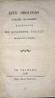 Sull'orologio italiano, ed europeo riflessioni di Giuseppe Piazzi direttore della Specola